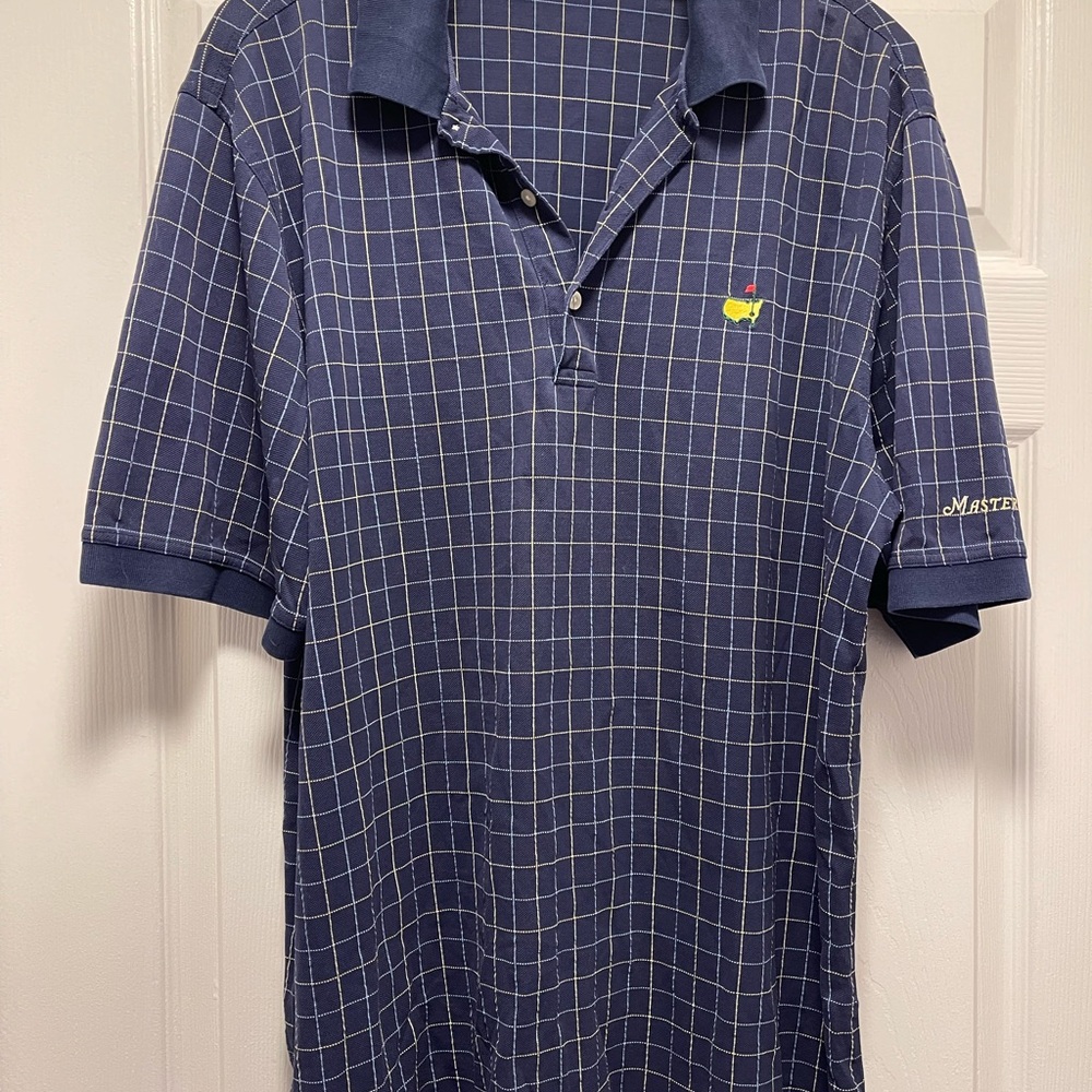 Vintage Masters Blue Grid golf Polo Shirt